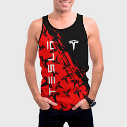 Майка-безрукавка мужская Tesla red pattern, цвет: 3D-черный — фото 2