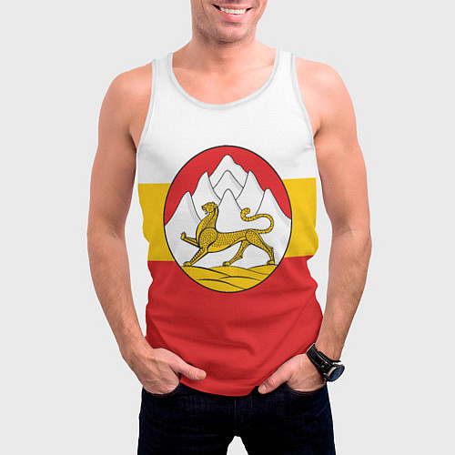 Мужская майка без рукавов Северная Осетия Алания Флаг / 3D-Белый – фото 3