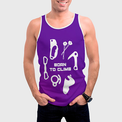 Мужская майка без рукавов Рожден, чтобы лазить по скалам / 3D-Белый – фото 3