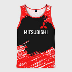 Майка-безрукавка мужская Mitsubishi размытые штрихи, цвет: 3D-красный