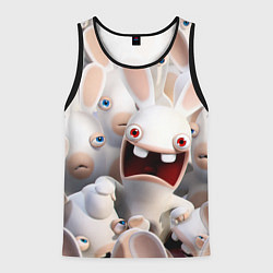 Майка-безрукавка мужская Бешеные кролики в толпе, цвет: 3D-черный