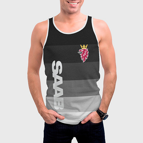 Мужская майка без рукавов SAAB СААБ ГРАДИЕНТ / 3D-Белый – фото 3