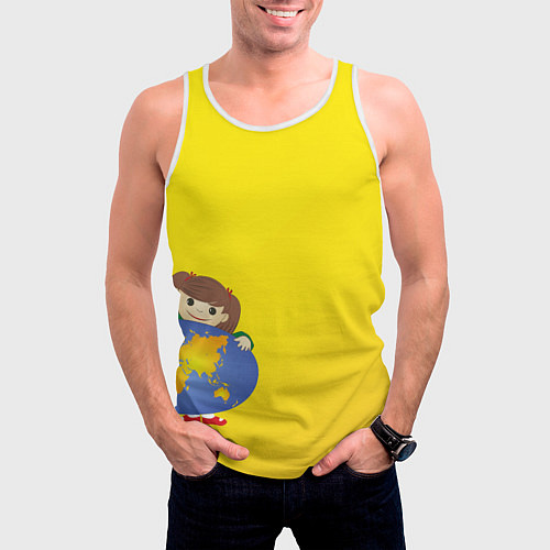 Мужская майка без рукавов Девочка из Советского Атласа Мир / 3D-Белый – фото 3