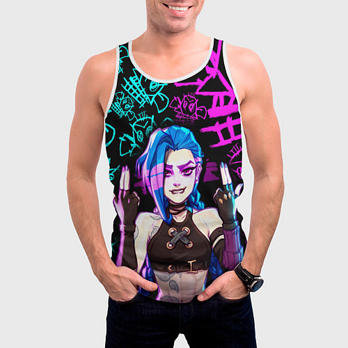 Мужская майка без рукавов JINX ДЖИНКС NEON PATTERN / 3D-Белый – фото 3