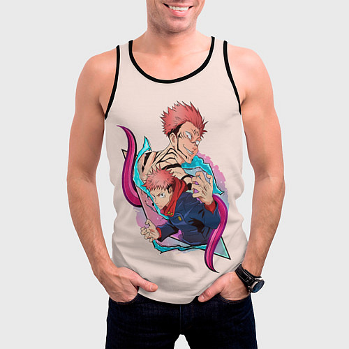 Мужская майка без рукавов Итадори и Рёмен арт / 3D-Черный – фото 3