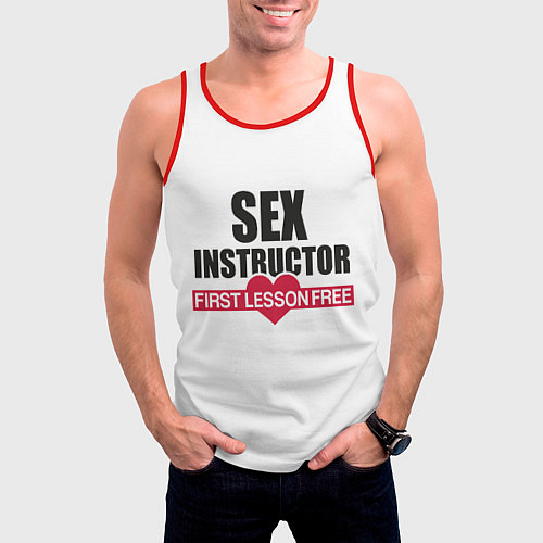 Мужская майка без рукавов Секс Инструктор SEX INSTRUCTOR / 3D-Красный – фото 3