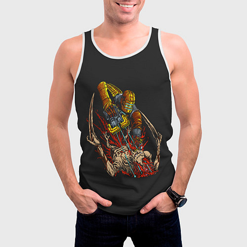 Мужская майка без рукавов Айзек за работой / 3D-Белый – фото 3