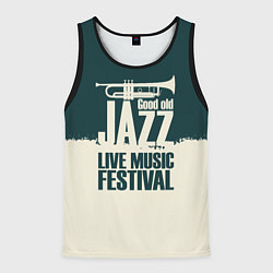 Майка-безрукавка мужская Джаз Живая Музыка, цвет: 3D-черный