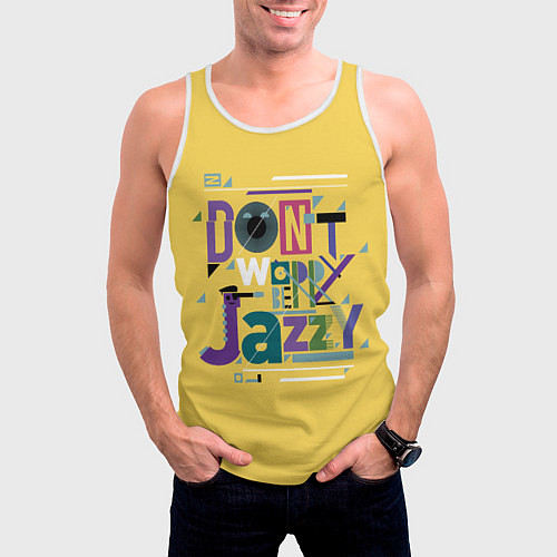 Мужская майка без рукавов Джаз Jazz / 3D-Белый – фото 3