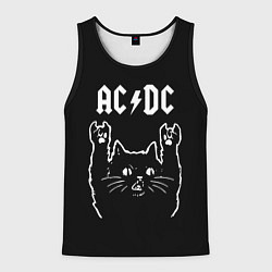 Майка-безрукавка мужская AC DC, Рок кот, цвет: 3D-черный