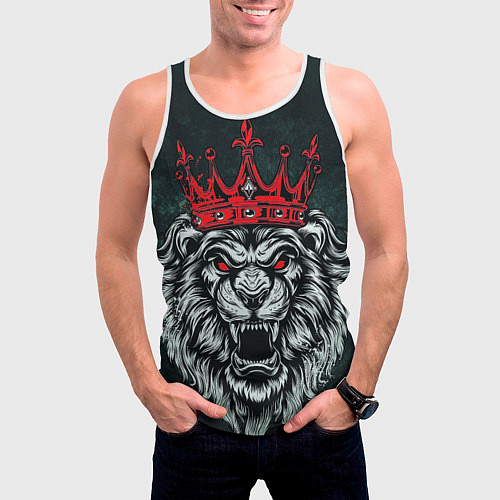 Мужская майка без рукавов Королевский лев Lion / 3D-Белый – фото 3