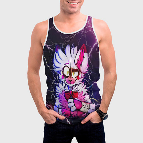 Мужская майка без рукавов Foxy Five Nights at Freddys / 3D-Белый – фото 3