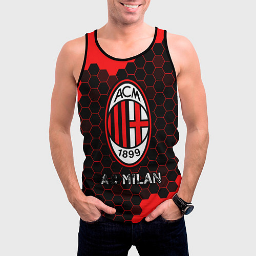 Мужская майка без рукавов МИЛАН AC Milan Соты / 3D-Черный – фото 3