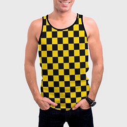 Майка-безрукавка мужская Такси Шахматные Клетки, цвет: 3D-черный — фото 2
