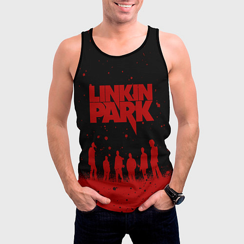Мужская майка без рукавов Linkin Park Линкин Парк / 3D-Черный – фото 3