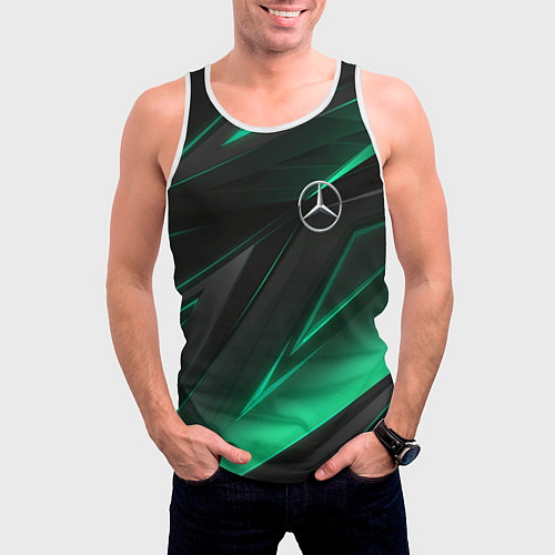 Мужская майка без рукавов MERCEDES-BENZ AMG NEON STRIPES PETRONAS / 3D-Белый – фото 3