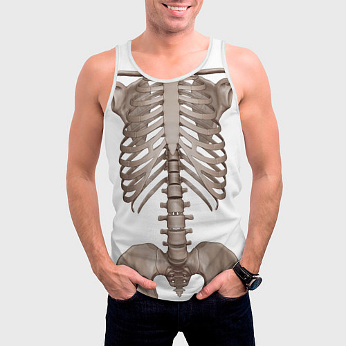 Мужская майка без рукавов Анатомия Скелет / 3D-Белый – фото 3