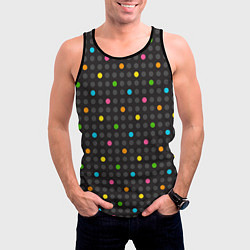 Майка-безрукавка мужская Разноцветные точки, цвет: 3D-черный — фото 2