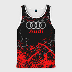 Майка-безрукавка мужская AUDI АУДИ брызги, цвет: 3D-белый
