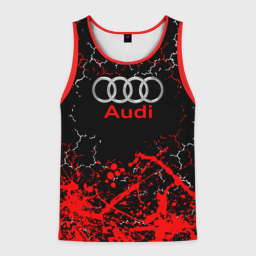 Мужская майка без рукавов AUDI АУДИ брызги / 3D-Красный – фото 1