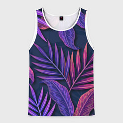 Мужская майка без рукавов Neon Tropical plants pattern