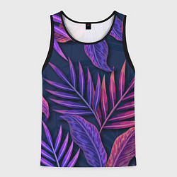 Майка-безрукавка мужская Neon Tropical plants pattern, цвет: 3D-черный