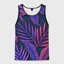 Мужская майка без рукавов Neon Tropical plants pattern