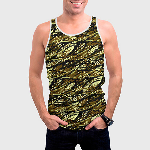 Мужская майка без рукавов Цифровой Охотничий Камуфляж / 3D-Белый – фото 3