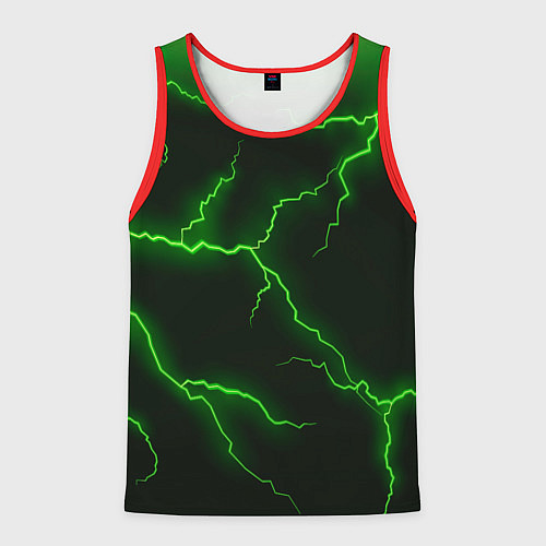 Мужская майка без рукавов Разряд молнии: Green / 3D-Красный – фото 1