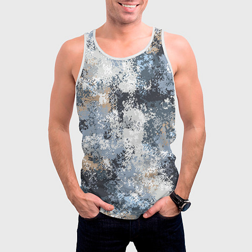 Мужская майка без рукавов Камуфляж Василиск Горы / 3D-Белый – фото 3