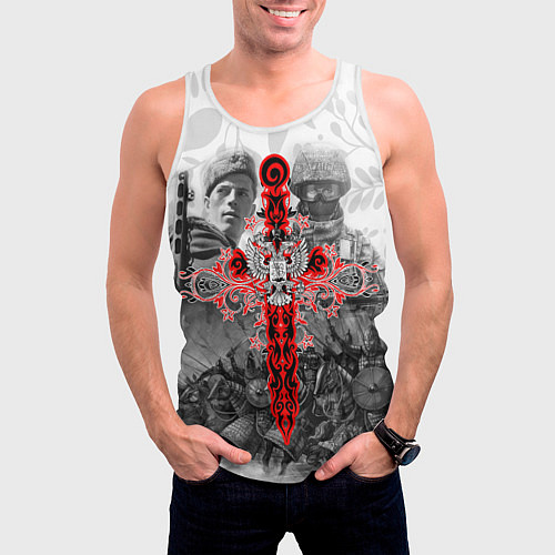 Мужская майка без рукавов Меч-герб 2022 / 3D-Белый – фото 3