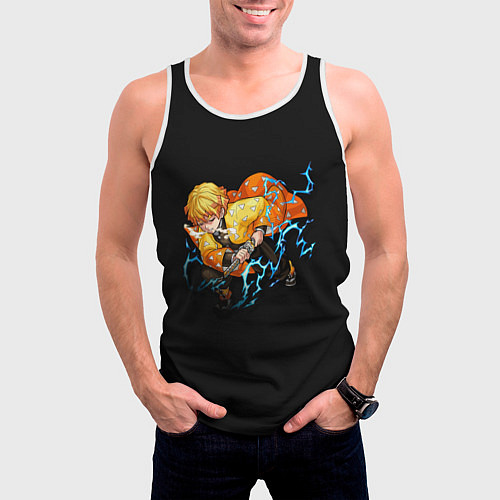 Мужская майка без рукавов Зеницу Дыхание грома / 3D-Белый – фото 3