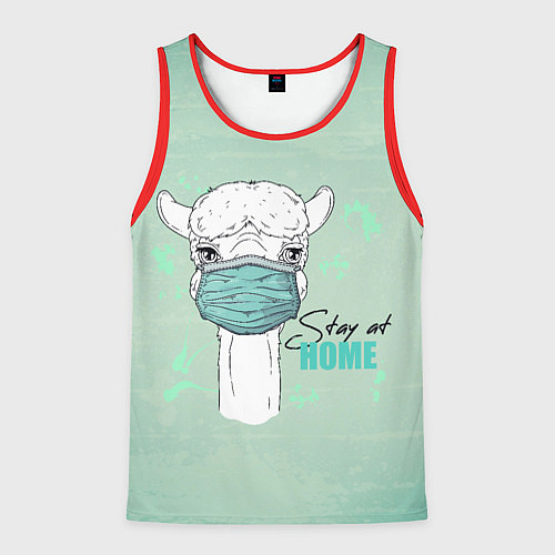 Мужская майка без рукавов Лама в маске / 3D-Красный – фото 1