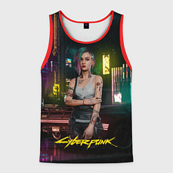 Майка-безрукавка мужская Judy cyberpunk2077, цвет: 3D-красный