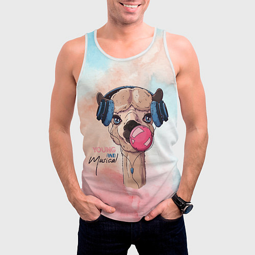Мужская майка без рукавов Young musical / 3D-Белый – фото 3