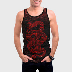 Майка-безрукавка мужская Красная Змея Red Snake Глитч, цвет: 3D-черный — фото 2