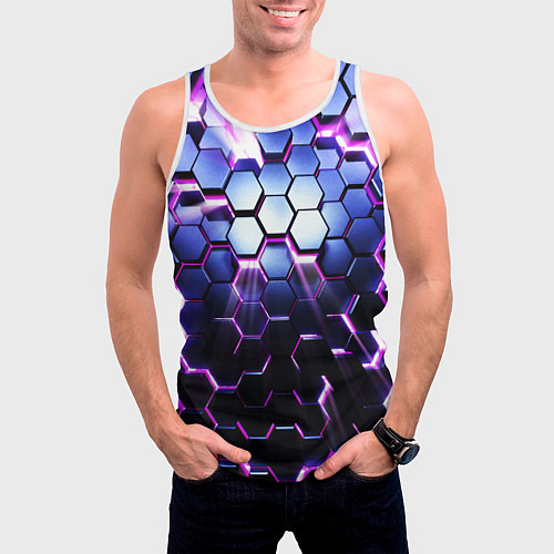 Мужская майка без рукавов Соты - 3d / 3D-Белый – фото 3