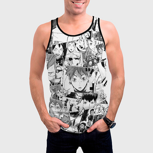 Мужская майка без рукавов Волейбол!! pattern / 3D-Черный – фото 3