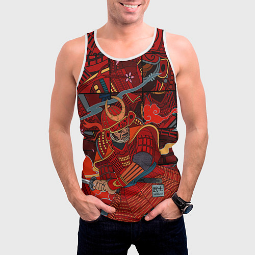 Мужская майка без рукавов Инстинкт Самурая / 3D-Белый – фото 3