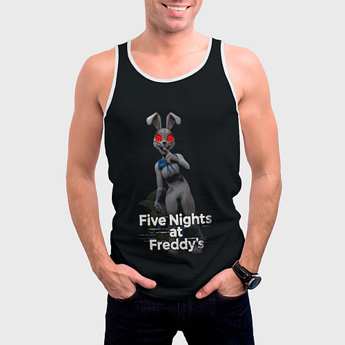 Мужская майка без рукавов Five Nights at Freddys: Security Breach - кролик В / 3D-Белый – фото 3
