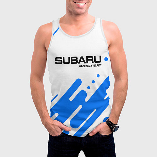 Мужская майка без рукавов СУБАРУ Autosport Абстракция / 3D-Белый – фото 3