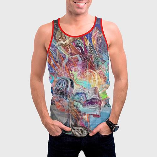 Мужская майка без рукавов Cyber skull Vanguard pattern / 3D-Красный – фото 3