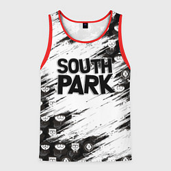 Майка-безрукавка мужская Южный парк - персонажи и логотип South Park, цвет: 3D-красный