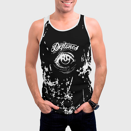 Мужская майка без рукавов Deftones - глаз / 3D-Белый – фото 3