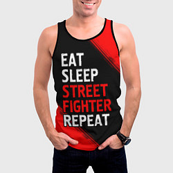 Майка-безрукавка мужская Eat Sleep Street Fighter Repeat Краска, цвет: 3D-черный — фото 2