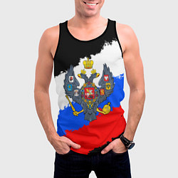 Майка-безрукавка мужская Россия - имперский герб, цвет: 3D-черный — фото 2