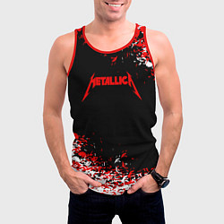 Майка-безрукавка мужская Metallica текстура белая красная, цвет: 3D-красный — фото 2