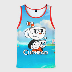 Майка-безрукавка мужская Cuphead сердитая чашечка, цвет: 3D-красный