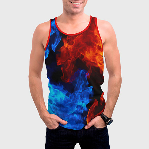 Мужская майка без рукавов Огонь - Вода Инь - Янь / 3D-Красный – фото 3
