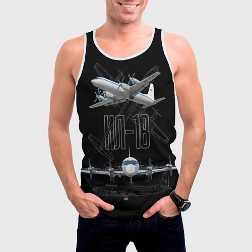 Мужская майка без рукавов Самолет Ил-18 / 3D-Белый – фото 3